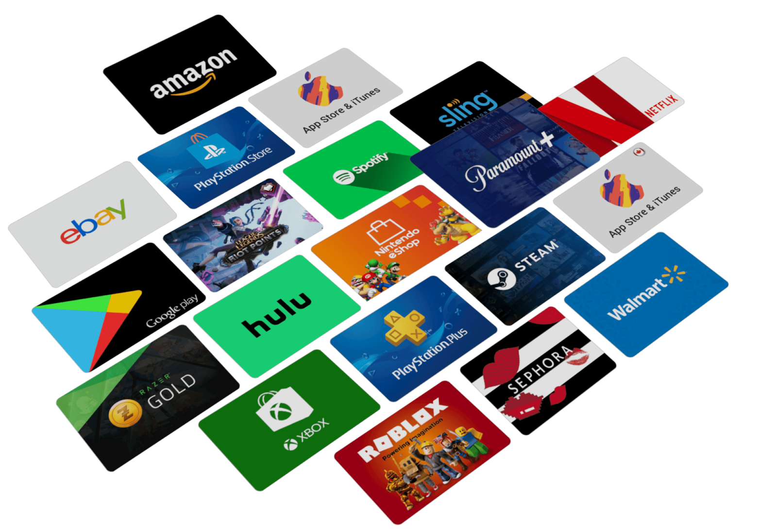 a group of rectangular cards with different logos